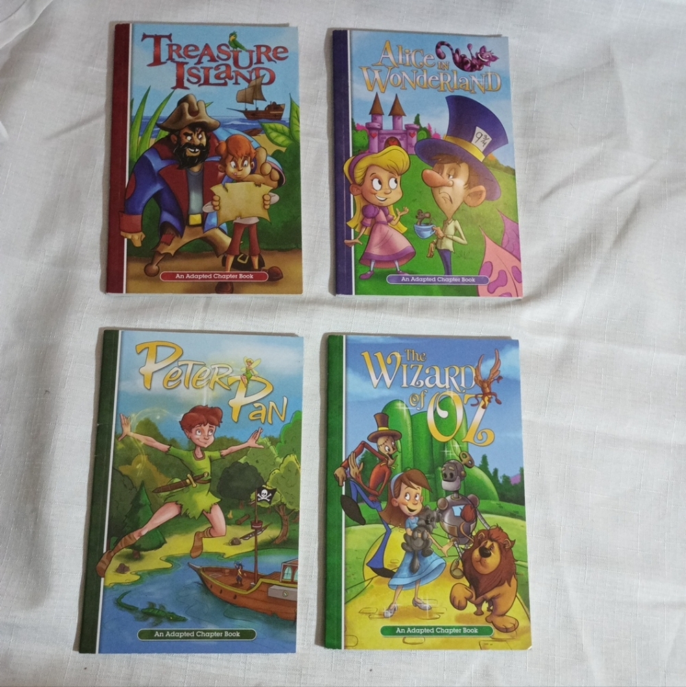 4 Classic Storybooks Alice In Wonderland Wizard Of Oz Treasure Island Peter Pan